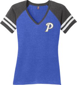 Ladies Game V-Neck Tee,Heathered True Royal/ Charcoal